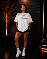 Oversize T-Shirt благодарю – MSIMI. cleaner Textprint weiß
